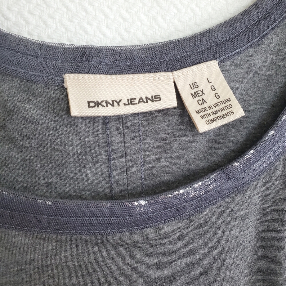 DKNY Tank top Glamor Gray Pima Cotton modal with sequins Size L